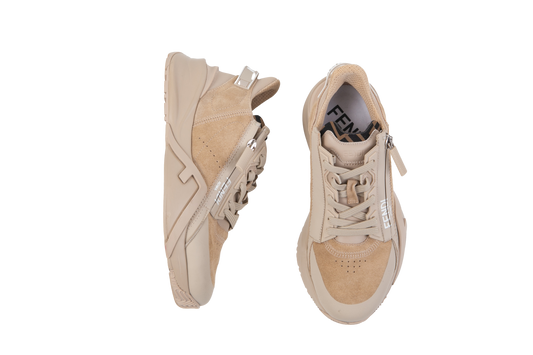 FENDI SNEAKER FLOW LOW TOPS BEIGE VELVET