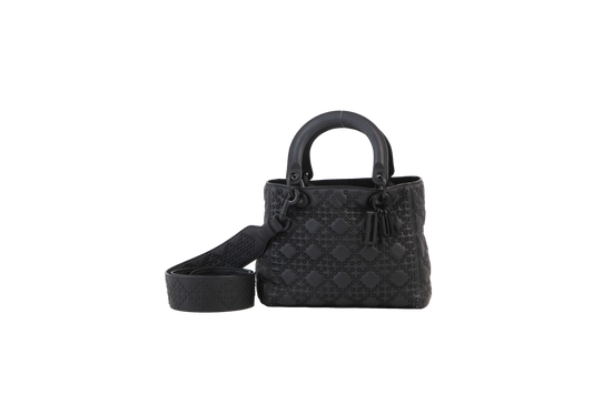 DIOR LADY DIOR ULTRAMATTE BLACK BEADS CANNAGE MEDIUM