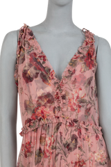 ZIMMERMANN DRESS SILK PINK WITH RED ROSES