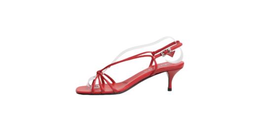 PRADA 55MM LEATHER RED SANDALS - 37 BR