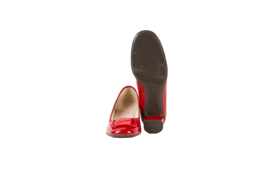 FERRAGAMO SALTO BLOCO VERMELHO VERNIZ