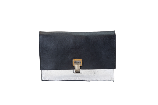 PROENZA SCHOULER CLUTCH ENVELOPE PRETO E PRATA