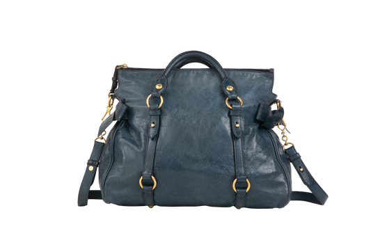 MIU MIU VITELLO BOW SATCHEL PETROLEUM