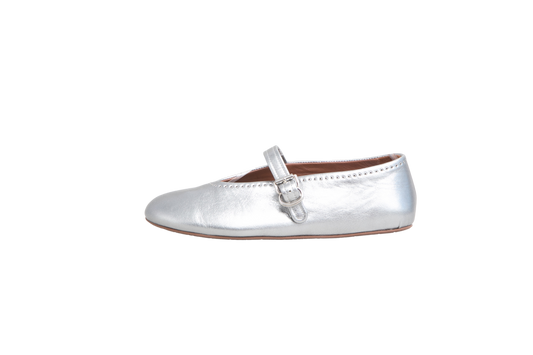 ALAIA BALLET FLATS SILVER CALFSKIN - 36 BR