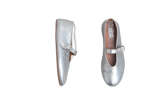 ALAIA BALLET FLATS SILVER CALFSKIN - 36 BR