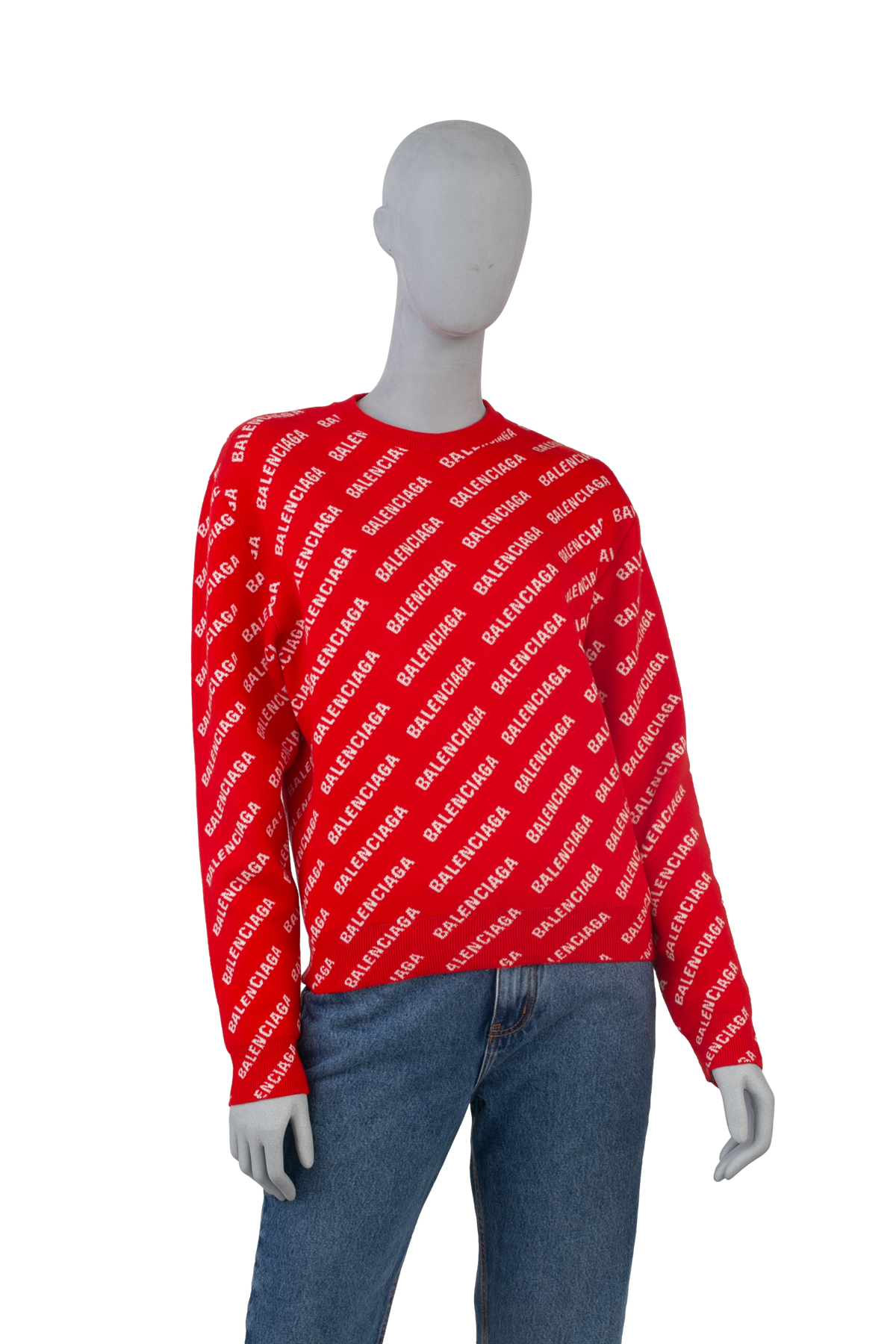 BALENCIAGA SWEATER WITH LOGO OVERSIZED RED