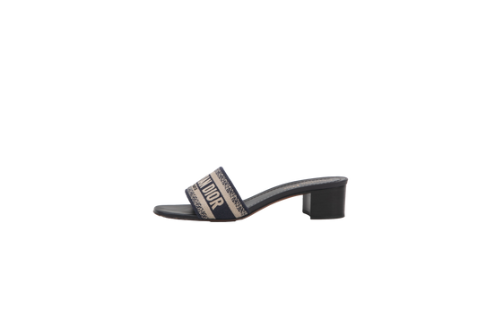 CHRISTIAN DIOR DWAY HEELED SLIDE BLUE EMBROIDERED - 38 BR