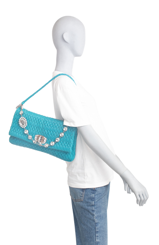 MIU MIU QUILTED NAPPA SWAROVSKI SKY BLUE