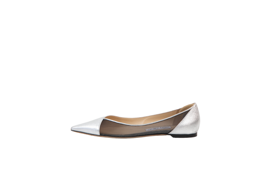 JIMMY CHOO SCARPIN ET TOILE SILVER - 36 1/2 BR