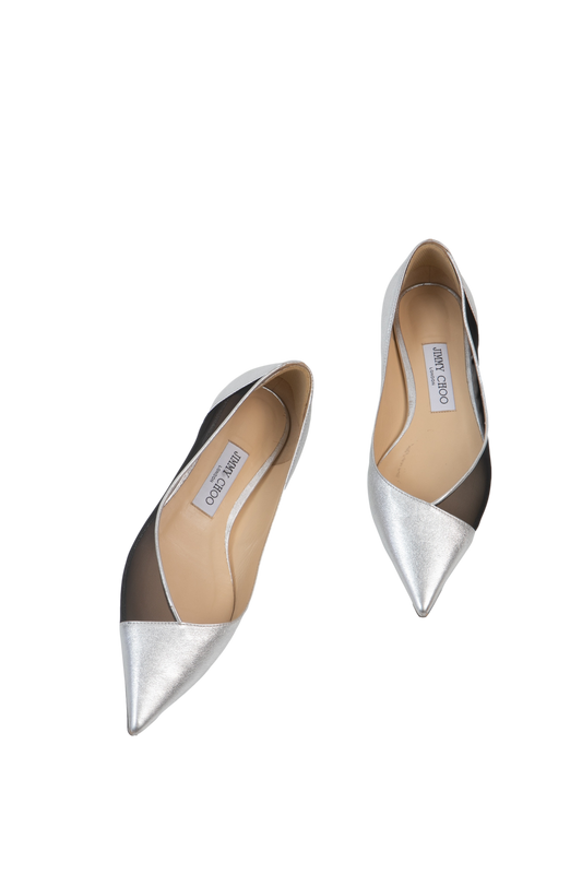 JIMMY CHOO SCARPIN ET TOILE SILVER - 36 1/2 BR