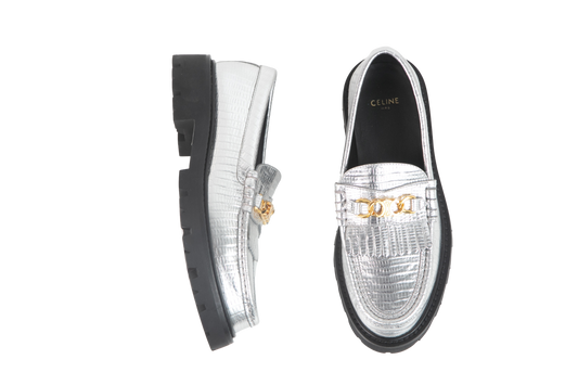 CELINE MOCASSIM MARGARET CHAIN TRIOMPHE SILVER - 35 BR