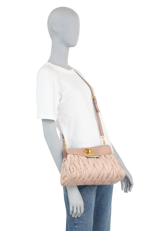 MIU MIU TURNLOCK TWO TONE MATELASSE ROSE