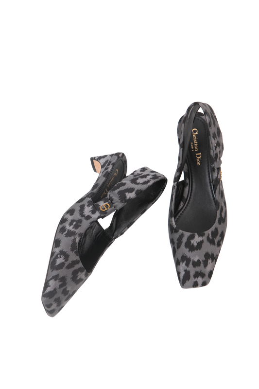 CHRISTIAN DIOR SLINGBACK LEOPARD GRAFITE - 40 BR