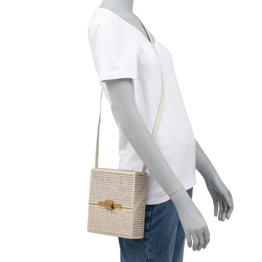 BOTTEGA VENETA BEIGE LINEN CRYSTAL EMBELLISHED