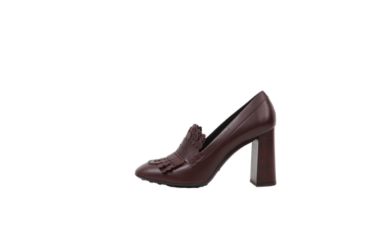 TOD'S MOCASSIM SALTO COURO VINHO