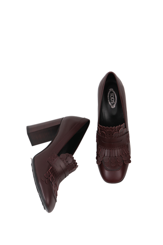 TOD'S MOCASSIM SALTO COURO VINHO