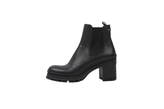 PRADA BOOTS CANO CURTO LEATHER BLACK