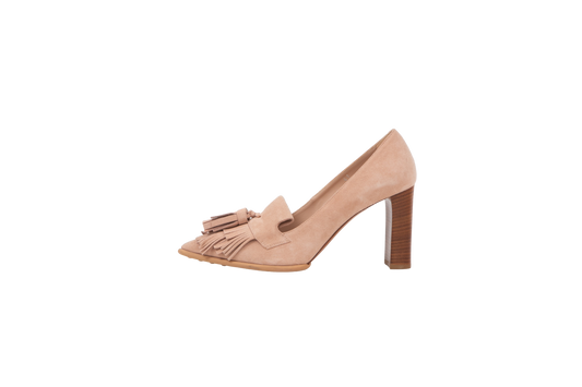 TOD'S SALTO SUEDE PALETA NUDE TASSEL