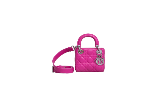 DIOR LADY DIOR MICRO LAMBSKIN CANNAGE PINK