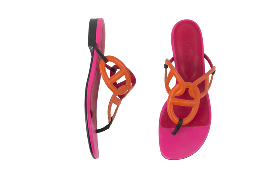 HERMÈS FLIP FLOP BEACH PINK & ORANGE - 38 BR