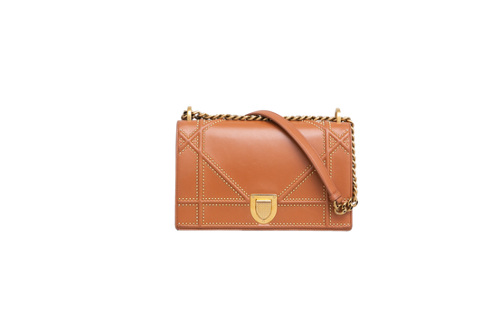 DIOR DIORAMA SMALL STUDDED TAN CHAIN