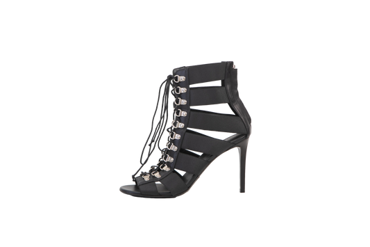 BALMAIN SALTO GLADIATOR BLACK STRAPS SILVER - 37 1/2 EUR