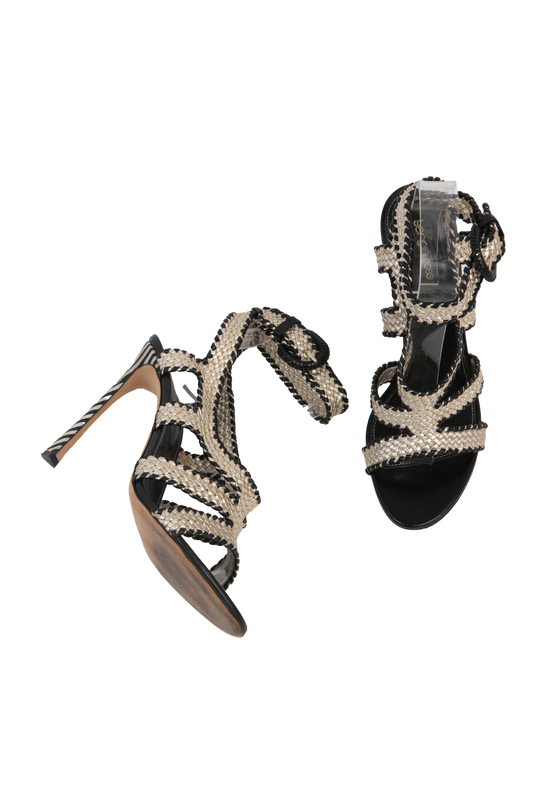 SERGIO ROSSI SALTO TIRAS TRESSE CHAMPAGNE