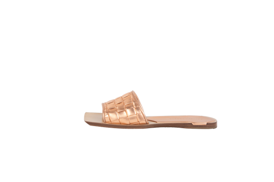 BOTTEGA SANDAL FLAT INTRECCIATO ROSE GOLD - 35 1/2 BR