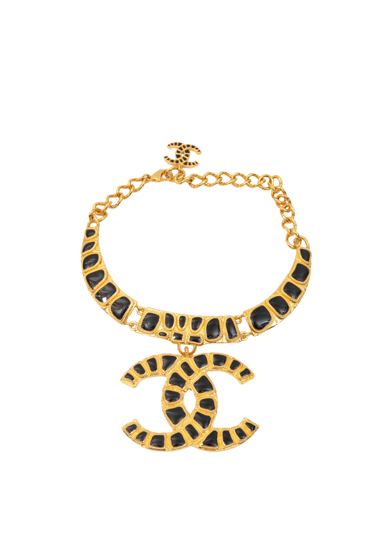 CHANEL COLLIER LOGO MAXI GOLD PLATED