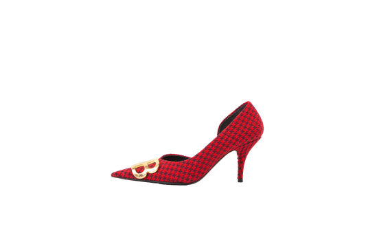 BALENCIAGA RED BB PRINTED WOOL PUMPS - 34 BR
