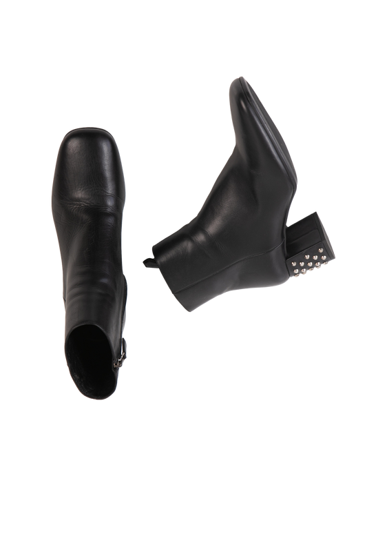PRADA BLACK ANKLE BOOTS STUDDED BLOCK - 35 BR