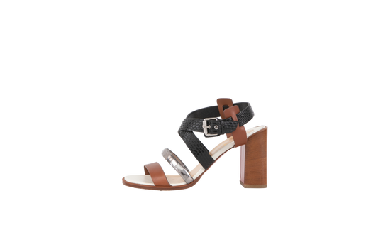 CHRISTIAN LOUBOUTIN SANDAL WOODEN STRAPS EMBOSSED - 38 BR