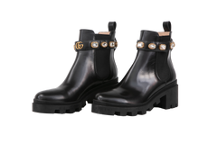 GUCCI ANKLE BOOTS GG CRYSTALS BLACK
