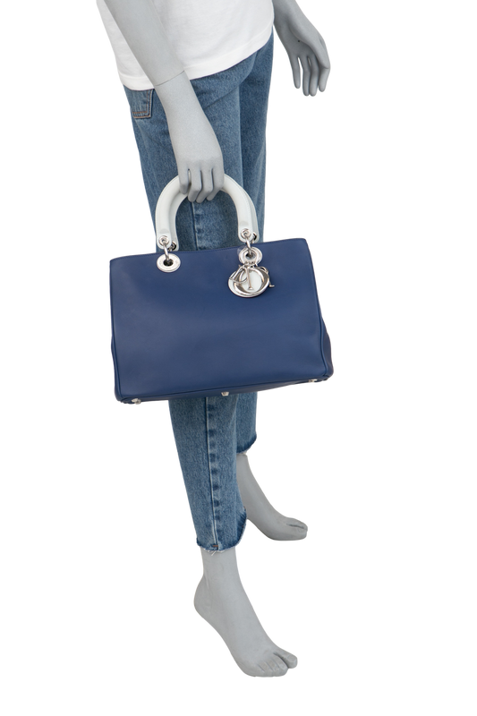 DIOR DIORISSIMO TOTE MEDIUM BLUE TRICOLOR