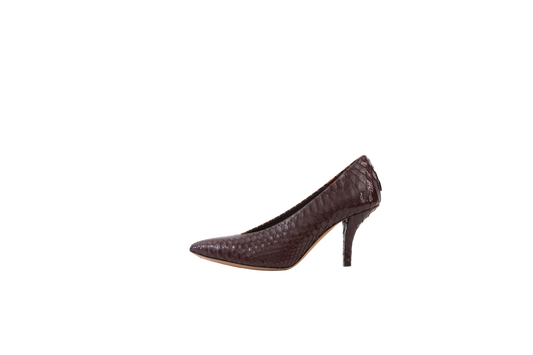 CELINE SCARPIN SNAKE ORANGE & BROWN - 34 1/2 BR