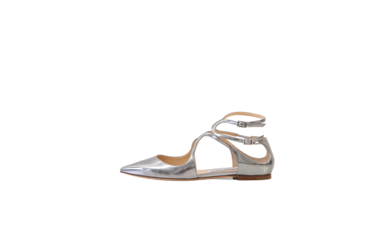 JIMMY CHOO SAPATO VERNIZ PRATA RECORTE