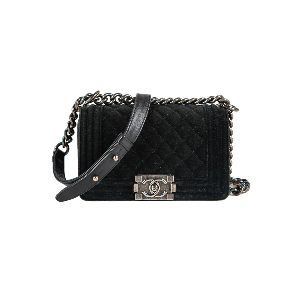 Chanel velvet bag black Clearance