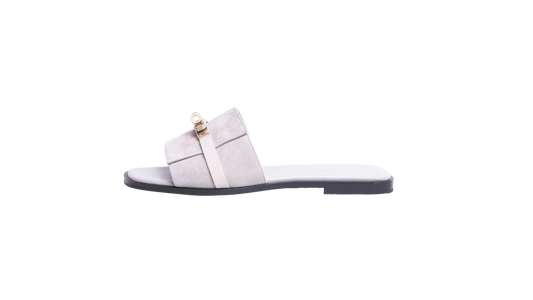 HERMÈS SANDAL GIULIA SUEDE AND SHINY JAVA LIZARD GREY - 39 BR