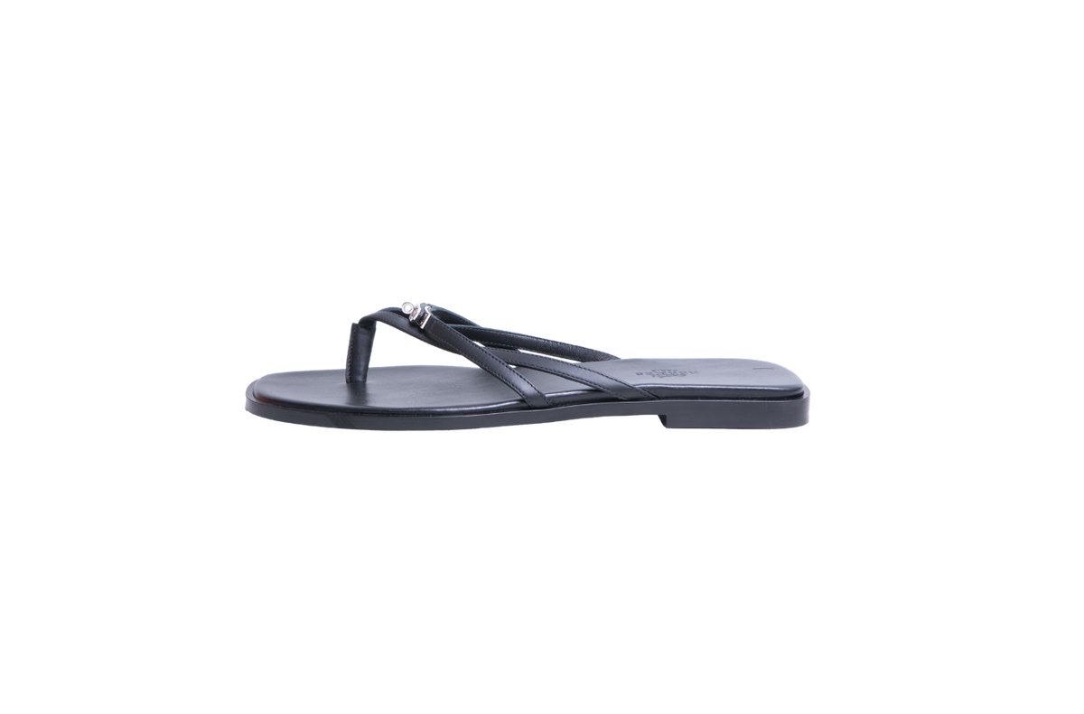 HERMÈS SANDAL MISS CALFSKIN BLACK - 38 BR