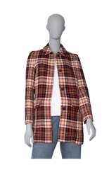 MIU MIU COAT VIRGIN WOOL RED CHEKERED