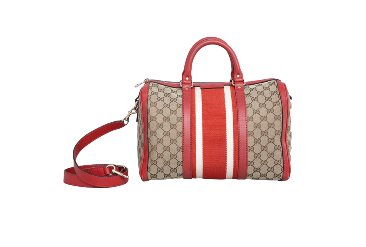 GUCCI BOSTON MEDIUM GG CANVAS & RED FIRE
