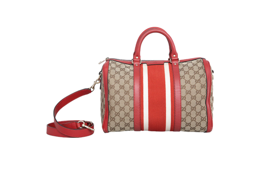 GUCCI BOSTON MEDIUM GG CANVAS & RED FIRE