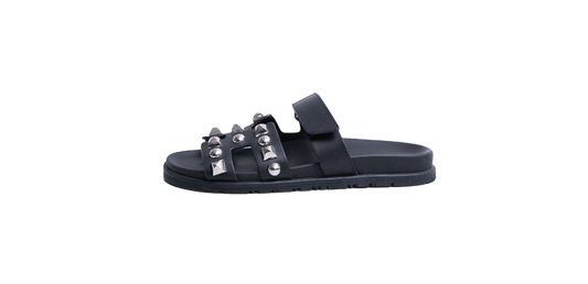 HERMÈS SANDAL CHYPRE STUDDED LEATHER BLACK