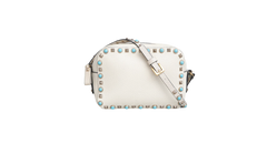 VALENTINO CAMERA ROCKSTUD OFF WHITE/TURQUOISE STUDS