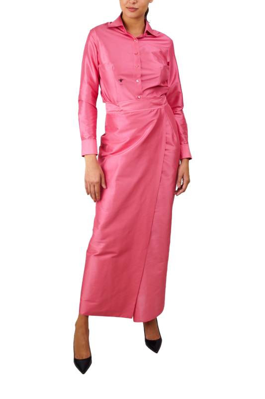 CHRISTIAN DIOR SET PINK SKIRT & SHIRT ROSE