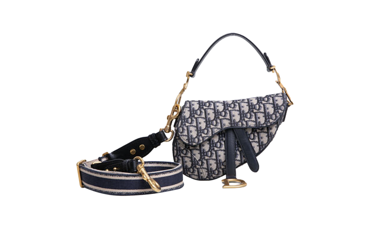DIOR SADDLE MINI JACQUARD DIOR OBLIQUE NAVY – Troca de Luxo