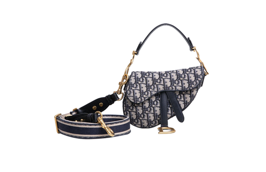 DIOR SADDLE MINI JACQUARD DIOR OBLIQUE NAVY