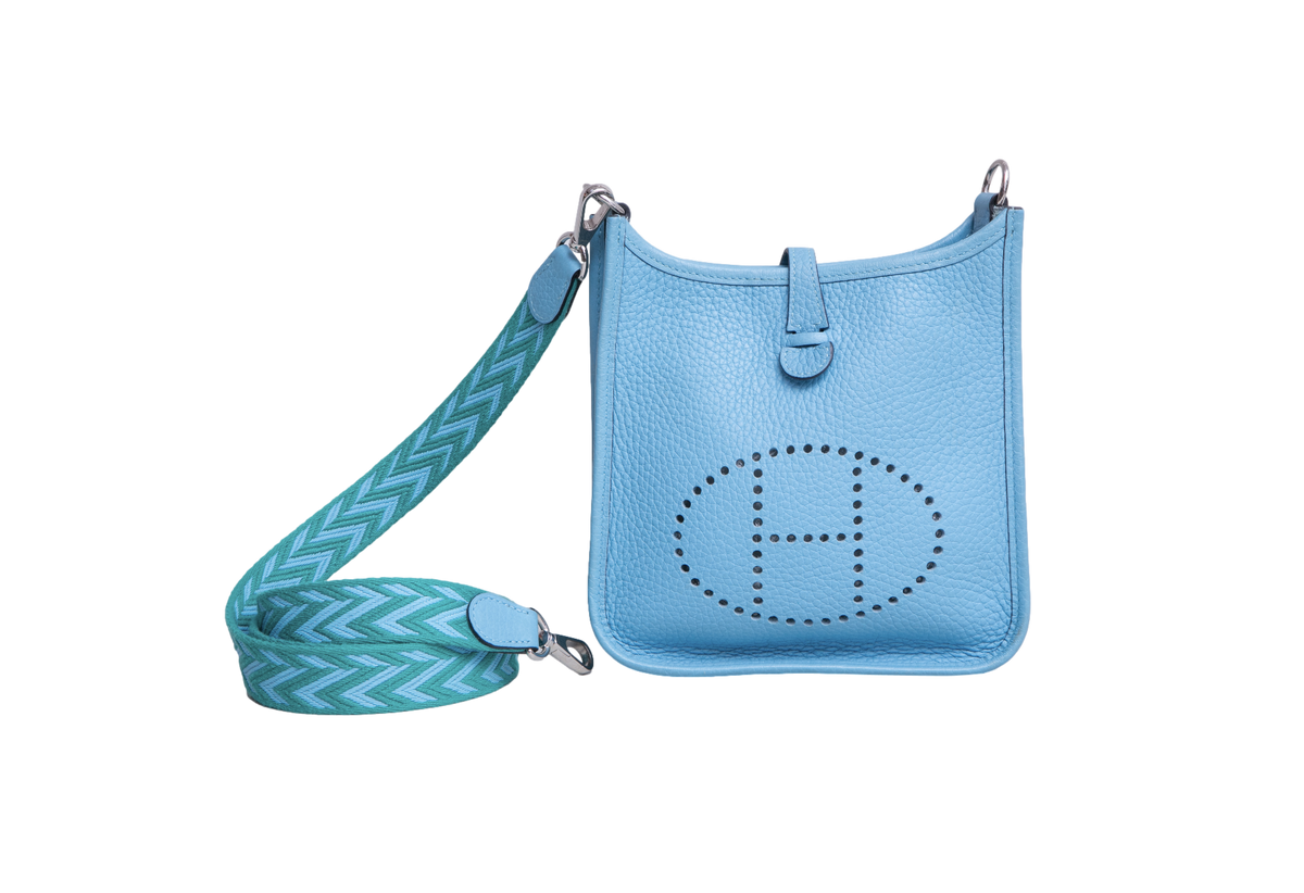 HERMÈS MINI EVELYNE CLEMENCE TURQUOISE