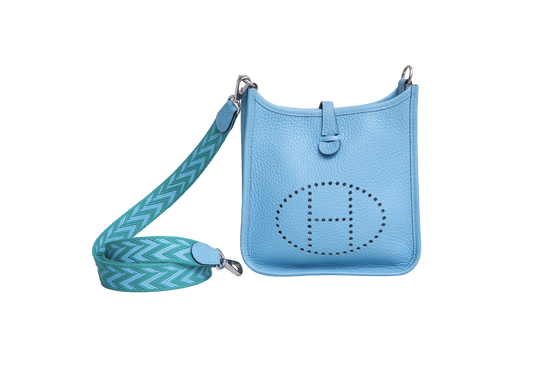 HERMÈS MINI EVELYNE CLEMENCE TURQUOISE