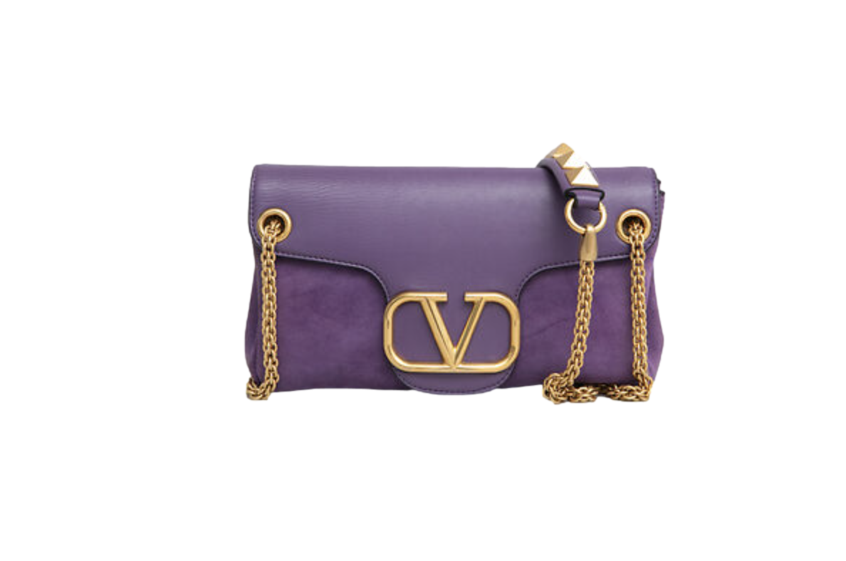 VALENTINO STUD SIGN SUEDE PURPLE